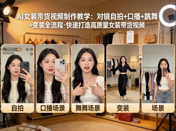 AI女装带货视频制作教学，对镜自拍、口播、跳舞、变装全流程，快速打造高质量女装带货视频-智云网