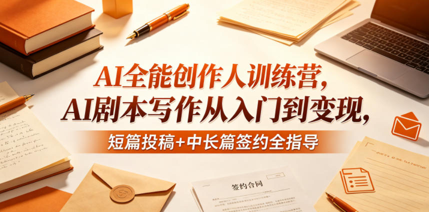 AI全能创作人训练营，AI剧本写作从入门到变现，短篇投稿+中长篇签约全指导-智云网