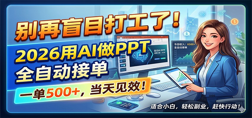 别再盲目打工了！2026用AI做PPT全自动接单，一单5张+，当天见效！-智云网
