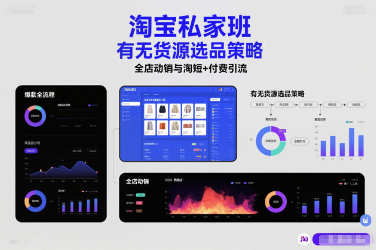 淘宝私家班，有无货源选品策略，高成功率爆款全流程打法，全店动销与淘短+付费引流（更新2026年4月9日）-智云网