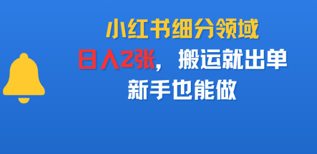 小红书细分领域，日入2张，搬运就出单，新手也能做-智云网