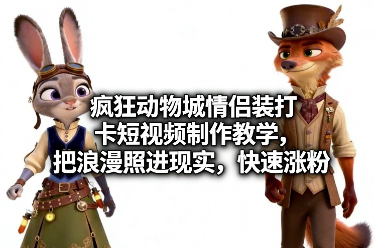 疯狂动物城情侣装打卡短视频制作教学，把浪漫照进现实，快速涨粉-智云网