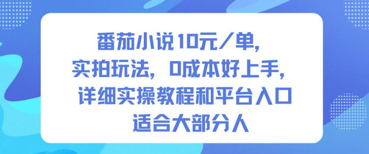 番茄小说10米每单，实拍玩法，0成本好上手，详细实操教程和平台入口适合大部分人-智云网