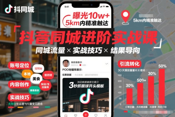 抖音同城进阶实战课，助你同城流量拿到结果-智云网
