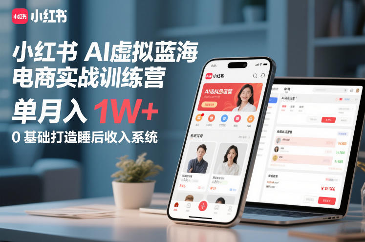 小红书AI虚拟蓝海电商实战训练营，单月入1W+，0基础打造睡后收入系统(更新)-智云网
