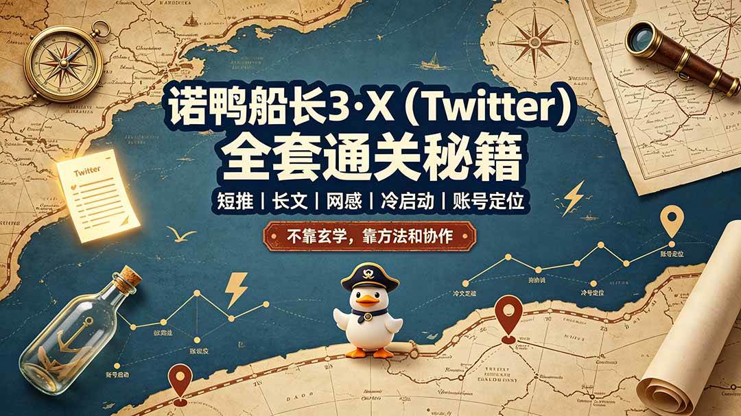 (19215期)诺鸭船长3·X(Twitter)全套通关秘籍,短推、长文、网感、冷启动、账号定位,不靠玄学,靠方法和协作-智云网