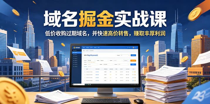 域名交易掘金实战课，低价收购过期域名，并快速高价转售，賺取丰厚利润【原创双语字幕】-智云网