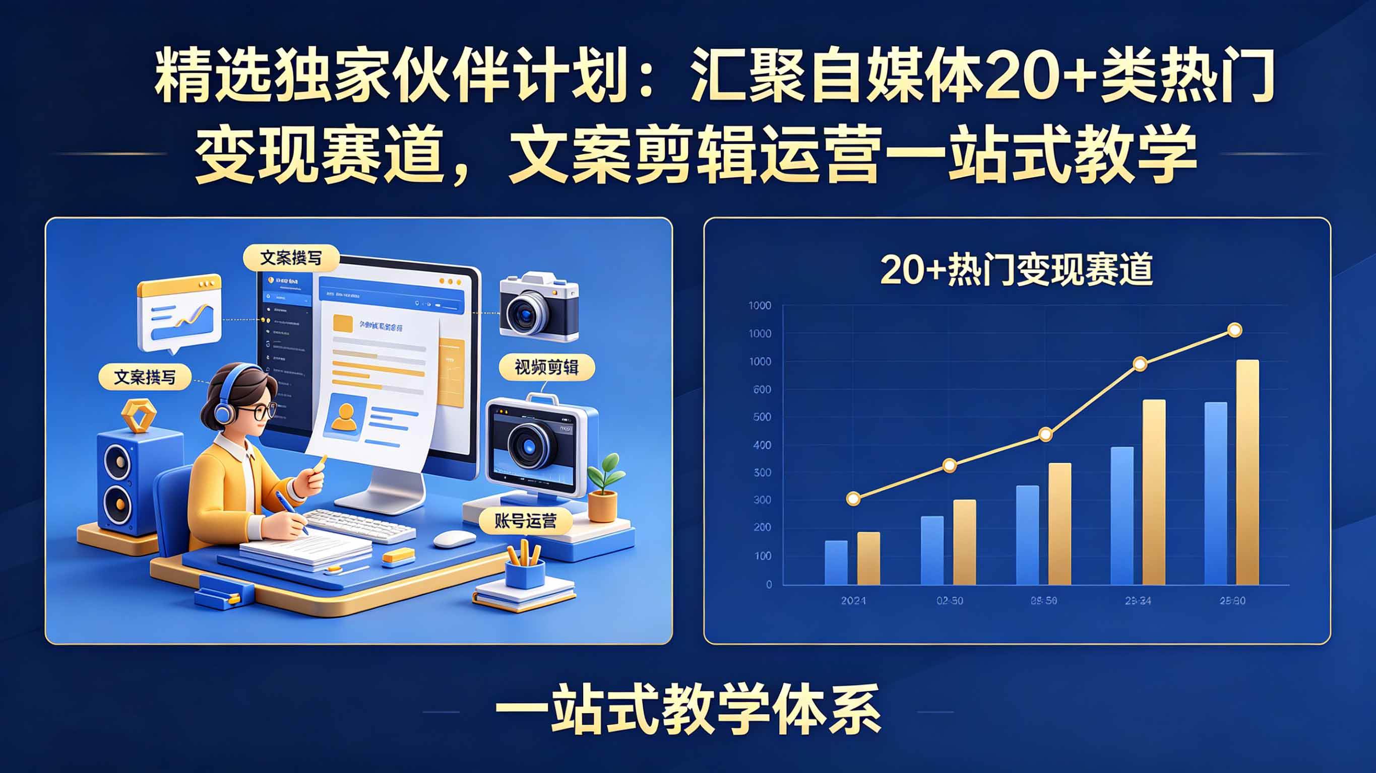 （18478期）精选独家伙伴计划：汇聚自媒体20+类热门变现赛道，文案剪辑运营一站式教学-智云网