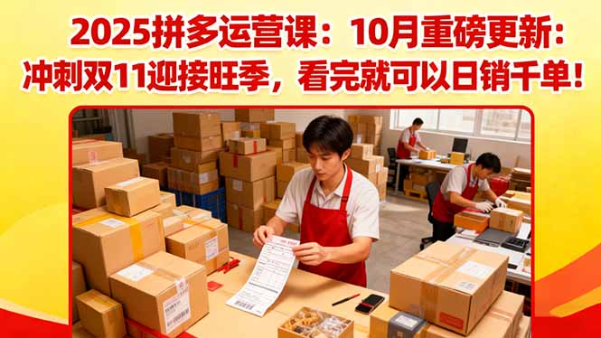 2025拼多多运营课：10月重磅更新：冲刺双11迎接旺季，看完就可以日销千单-智云网