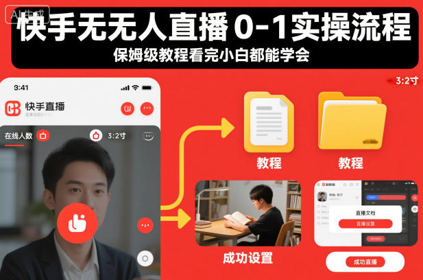 快手无人直播0-1实操流程，保姆级教程看完小白都能学会-智云网
