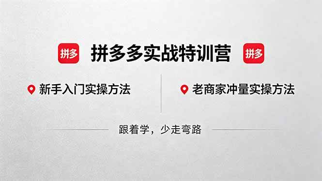 （18468期）拼多多实战特训营(更新5月15)：不管是新手入门或老商家冲量，都有实操方法，跟着学，少走弯路-智云网