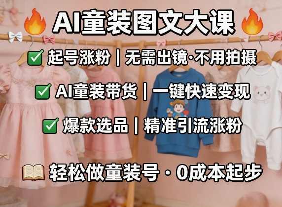 AI童装图文剪辑，某社群童装图文大课，起号涨粉、AI童装带货、爆款选品，无需出镜和拍摄-智云网