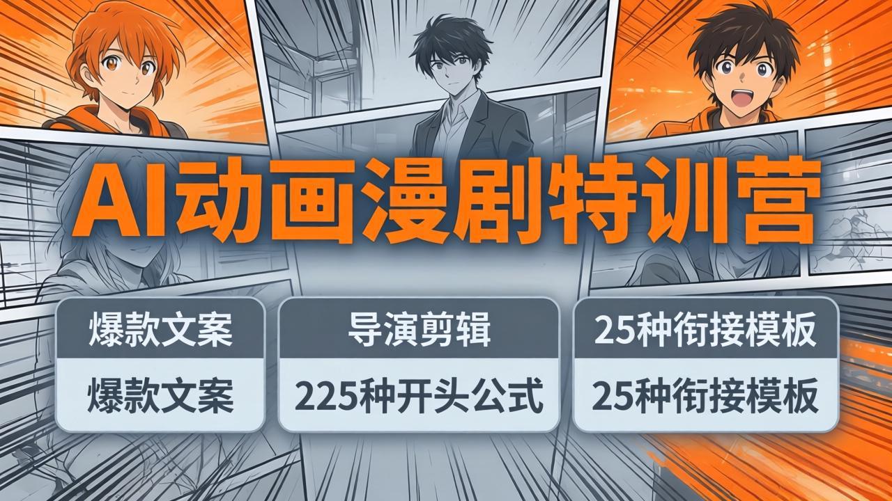 AI动画漫剧特训营：爆款文案+导演剪辑：225种开头公式+25种衔接模板，两小时剪电影级大片-智云网