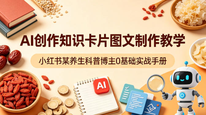 AI创作知识卡片图文制作教学，小红书某养生科普博主0基础实战手册-智云网