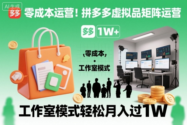 零成本运营！拼多多虚拟品矩阵运营，工作室模式轻松月入过1W-智云网