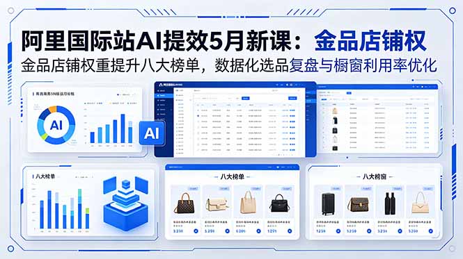 阿里国际站AI提效5月新课：金品店铺权重提升八大榜单，数据化选品复盘与橱窗利用率优化-智云网