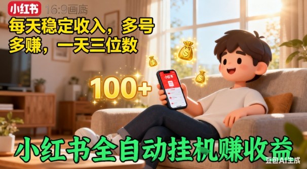 小红书自动挂G賺收益，每天稳定收入，多号多賺，一天三位数【揭秘】-智云网