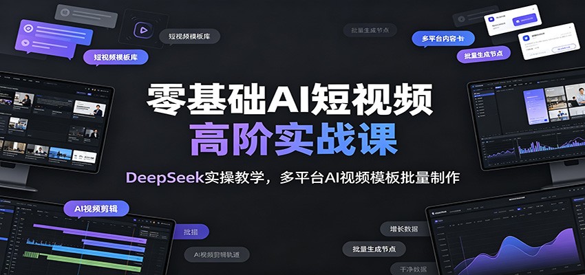 零基础AI短视频高阶实战课：DeepSeek实操教学，多平台AI视频模板批量制作-智云网
