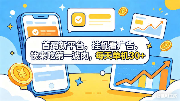 首码新平台，挂G自动看广告，快来吃第一波肉，每天单机30+，可矩阵放大【揭秘】-智云网