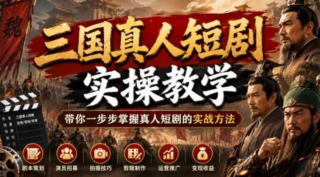 三国真人短剧实操教学,带你一步步掌握真人短剧的实战方法-智云网