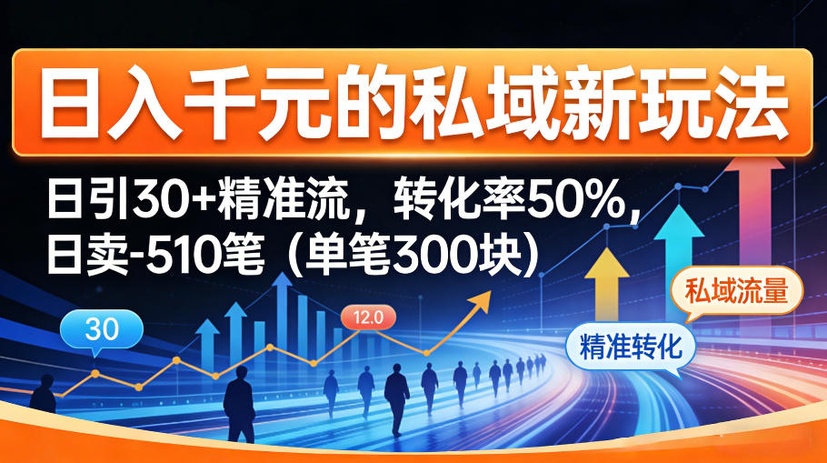 日入千米的私域新玩法：日引30＋精准流，转化率50%，日卖5-10笔（单笔300米）-智云网