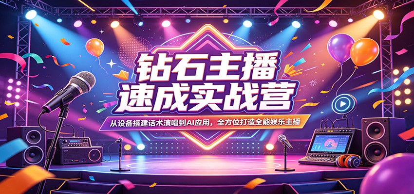 钻石主播速成实战营：从设备搭建话术演唱到AI应用，全方位打造全能娱乐主播-智云网