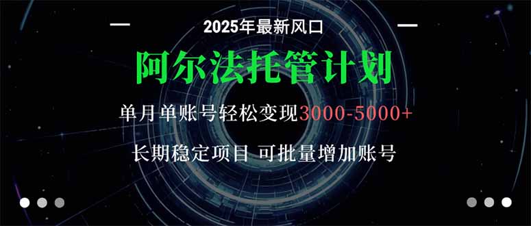 阿尔法托管计划 单账号月入3000-5000，长期稳定项目，新手小白轻松上手。-智云网