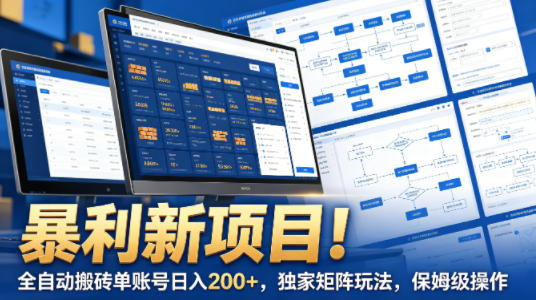 暴利新项目！全自动搬砖单账号日入200+，独家矩阵玩法，保姆级操作【揭秘】-智云网