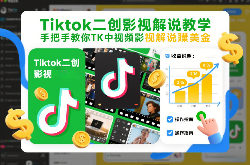 Tiktok二创影视解说教学，手把手教你TK中视频影视解说賺美金（更新26年1月）-智云网