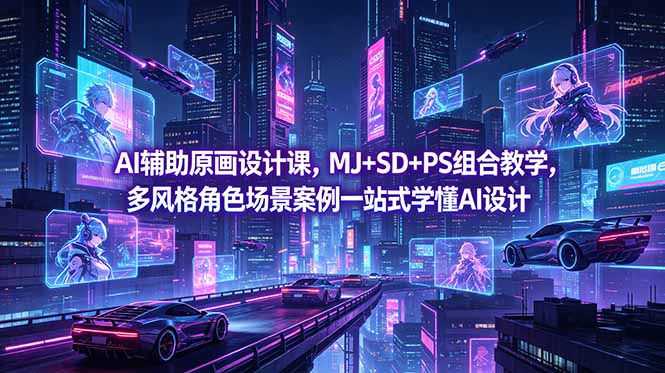 AI辅助原画设计课，MJ+SD+PS组合教学，多风格角色场景案例一站式学懂AI设计-智云网