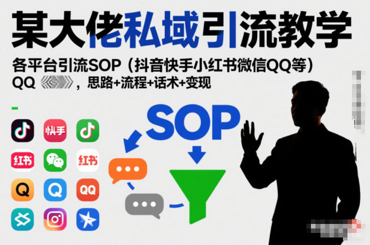 某大佬私域引流教学，各平台引流SOP（抖音快手小红书微信QQ等），思路+流程+话术+变现（更新0708）-智云网