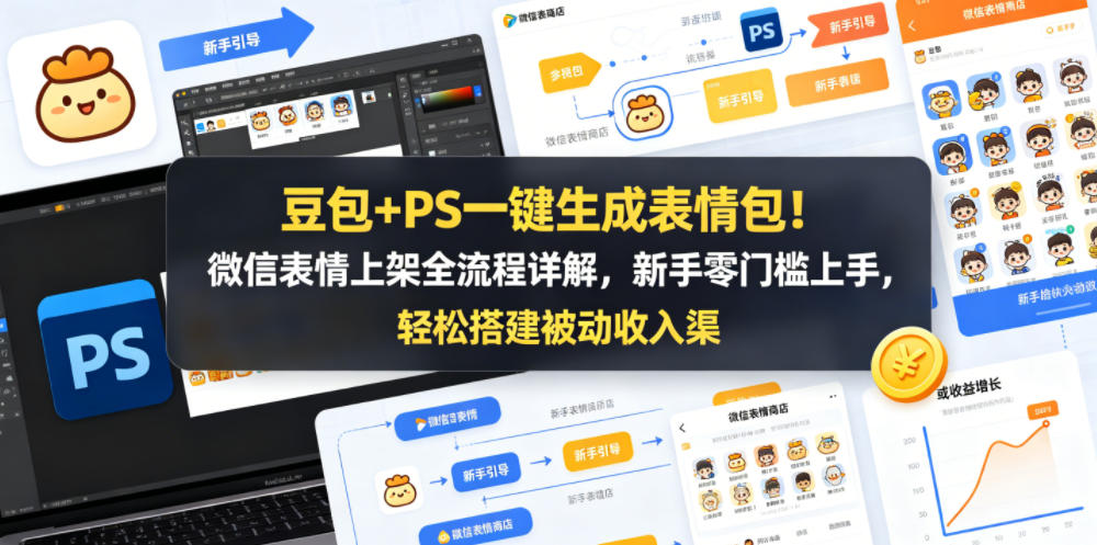 豆包+PS一键生成表情包！微信表情上架全流程详解，新手零门槛上手，轻松搭建被动收入渠道-智云网