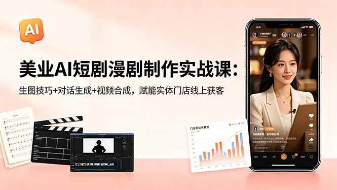 （18536期）美业AI短剧漫剧制作实战课：生图技巧+对话生成+视频合成，赋能实体门店线上获客-智云网