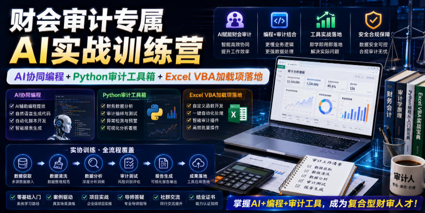 财会审计专属AI实战训练营｜AI协同编程+Python审计工具箱+Excel VBA加载项落地（更新0710）-智云网