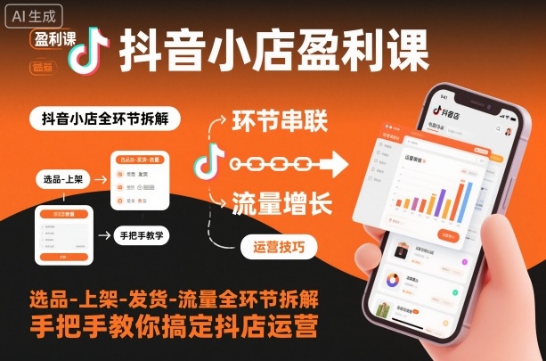抖音小店盈利课-选品-上架-发货-流量全环节拆解，手把手教你搞定抖店运营-智云网
