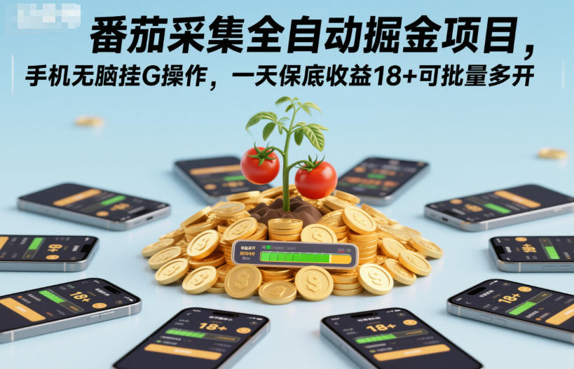 番茄采集全自动掘金项目，手机无脑挂G操作，一天保底收益18+可批量多开【揭秘】-智云网