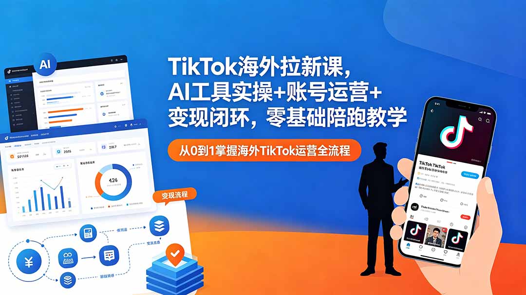 TikTok海外拉新课，AI工具实操+账号运营+变现闭环，零基础陪跑教学-智云网
