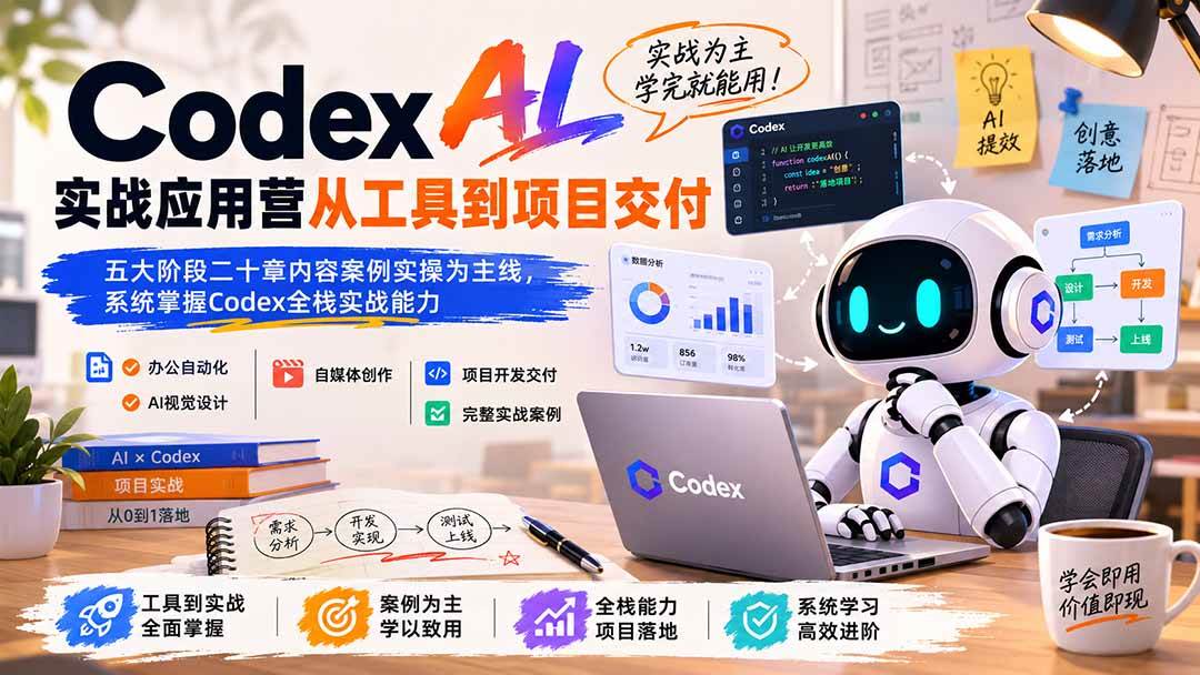（19854期）Codex AI实战应用营从工具到项目交付；五大阶段二十章内容案例实操为主线，系统掌握Codex全栈实战能力-智云网