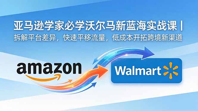 亚马逊卖家必学沃尔玛新蓝海实战课｜拆解平台差异，快速平移流量，低成本开拓跨境新渠道-智云网