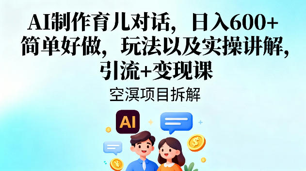 AI制作育儿对话，日入6张+，简单好做，玩法以及实操讲解，引流+变现课-智云网