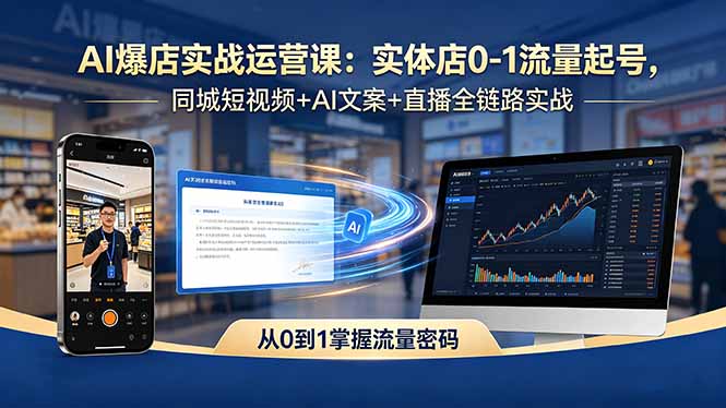 AI爆店实战运营课：实体店0-1流量起号，同城短视频+AI文案+直播全链路实战-智云网