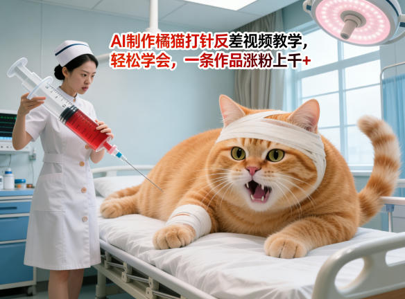 AI制作橘猫打针反差视频教学，轻松学会，一条作品涨粉上千+-智云网