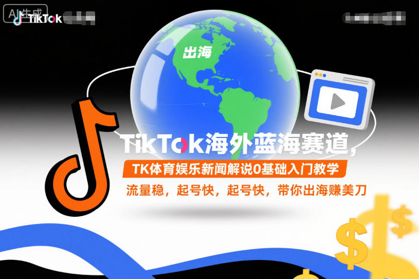 TikTok海外蓝海赛道，TK体育娱乐新闻解说0基础入门教学，流量稳，起号快，带你出海賺美刀-智云网