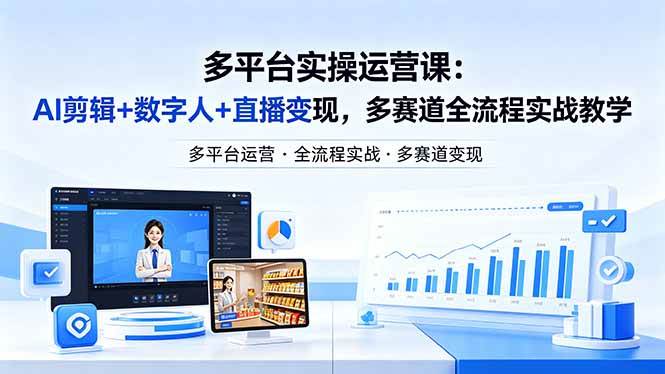 （18257期）某团队多平台实操运营课-更新26年4月29：AI剪辑+数字人+直播变现，多赛道全流程实战教学-智云网