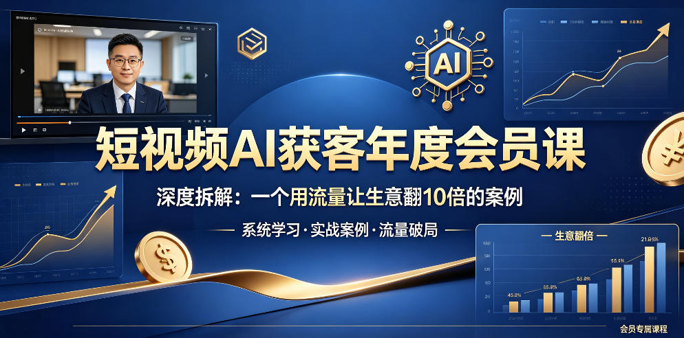 短视频AI获客年度会员课，深度拆解，一个用流量让生意翻10倍的案例-智云网