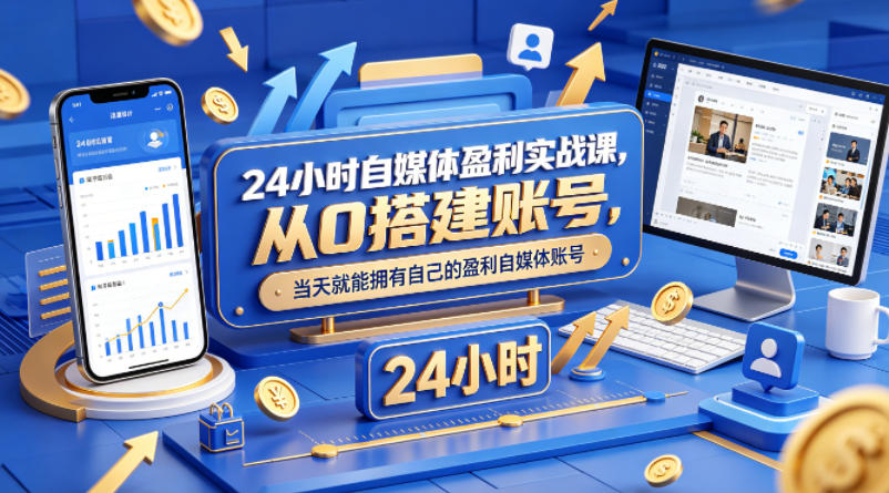 24小时自媒体盈利实战课，从0搭建账号，当天就能拥有自己的盈利自媒体账号-智云网