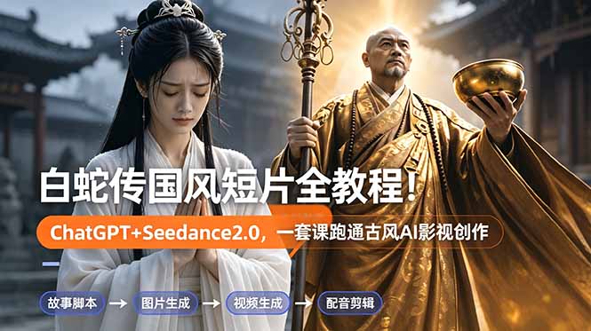 白蛇传-国风短片全教程！ChatGPT+Seedance2.0，一套课跑通古风AI影视创作-智云网