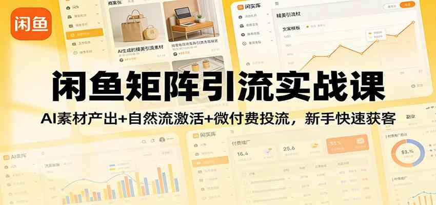 闲鱼矩阵引流实战课：AI素材产出+自然流激活+微付费投流，新手快速获客-智云网