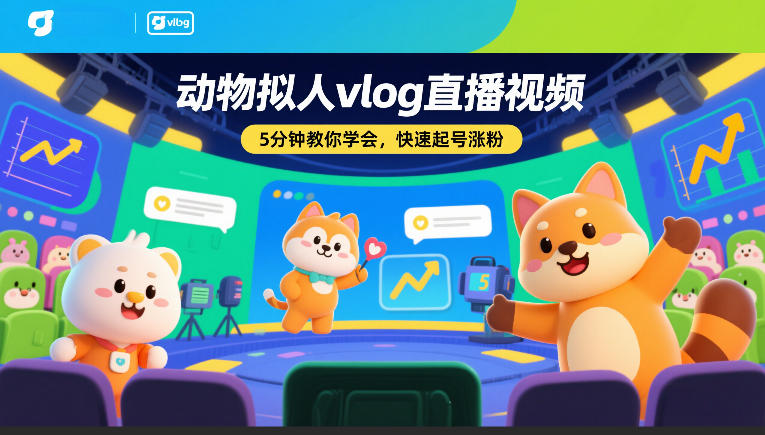 动物拟人vlog直播视频，5分钟教你学会，快速起号涨粉-智云网