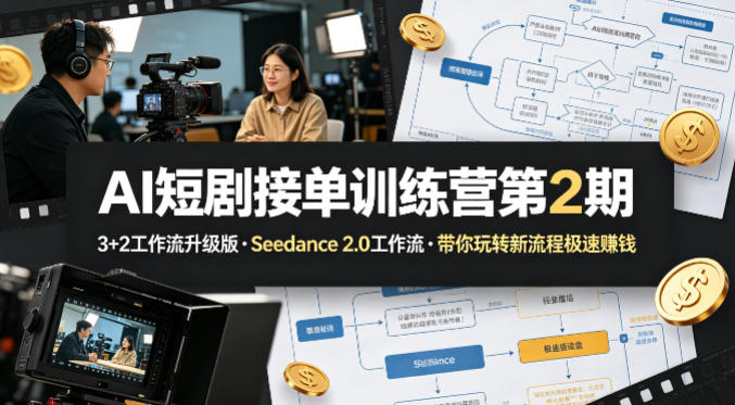 AI短剧接单训练营第2期，3+2工作流升级版，Seedance 2.0工作流，带你玩转新流程极速賺钱-智云网